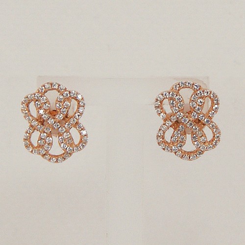 Rose Gold Plated on Sterling Silver/CZ Infinity Studs
